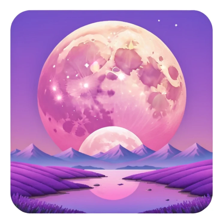 Shiny pastel rose-pink-lavender-violent-gradient moon sunset aesthetic realistic real life scenery landscape sticker