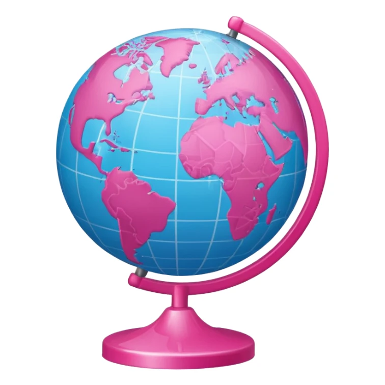 mix light pink dark pink and white girly globe with www under it.
It looks like an internet bar icon. sticker