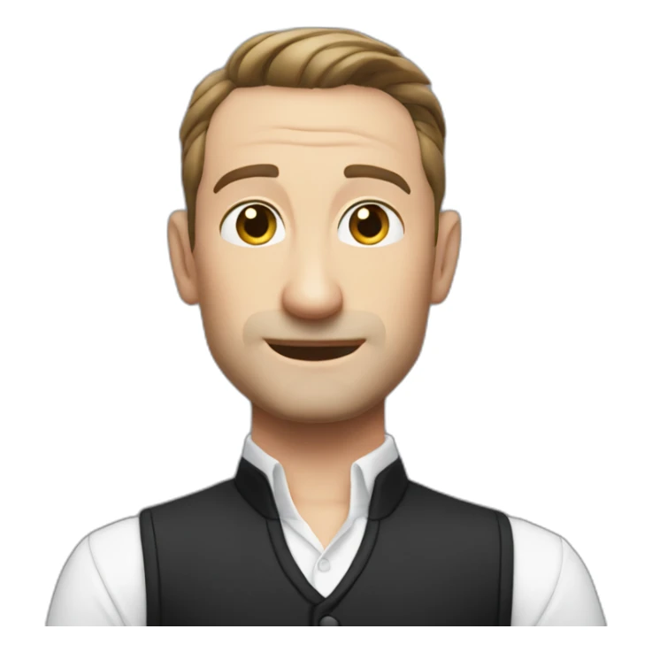 tim robinson slicked back hair white shirt, black vest sticker