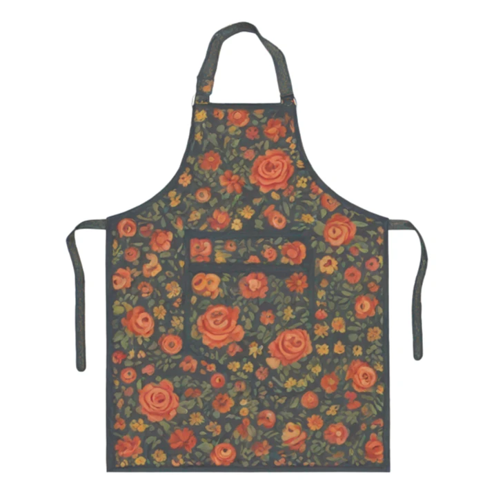 apron with floral stitching and large pocket sticker