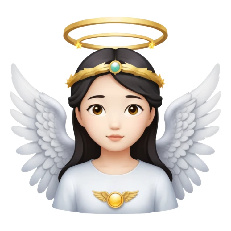 Asian girl with angel wings and halo sticker
