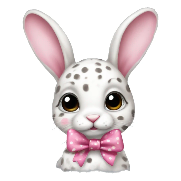 realistic baby bunny with spots with and a pink bow sticker