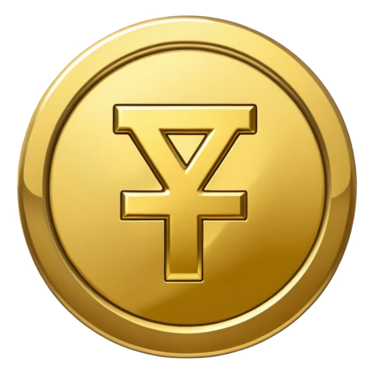 gold color yuan sign symbol sticker