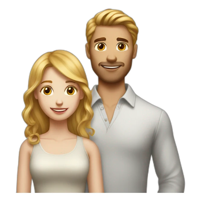 a couple of a blond girl with marronhaired man sticker