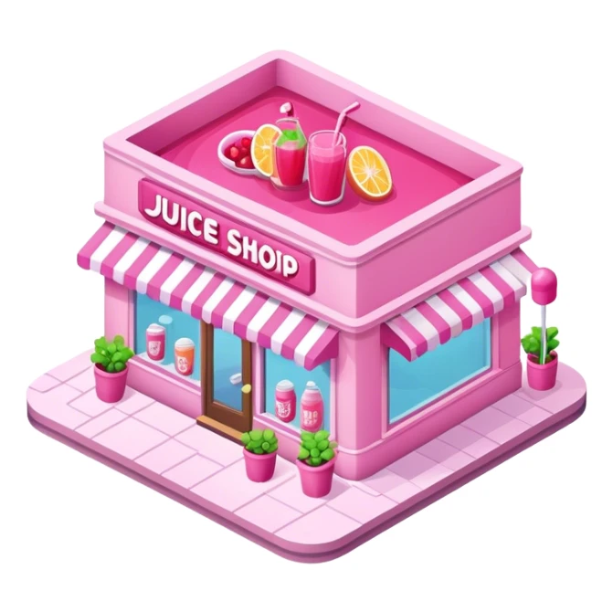 Pink aesthetic juice shop, isometric  sticker