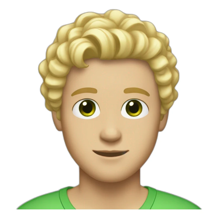 blonde twenty year old guy with side part down perm hair and green eyes sticker