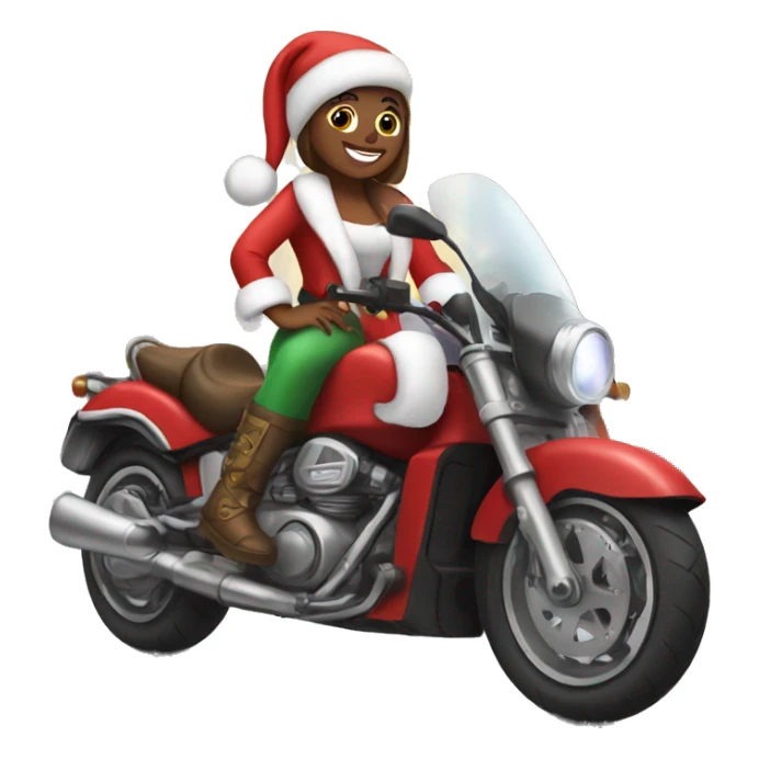 Girl dresses as Santa on a motorcycle  sticker