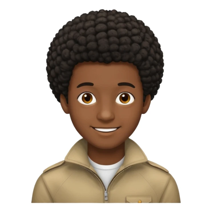 Black darkskin seventeen man  with little afro haircut sticker