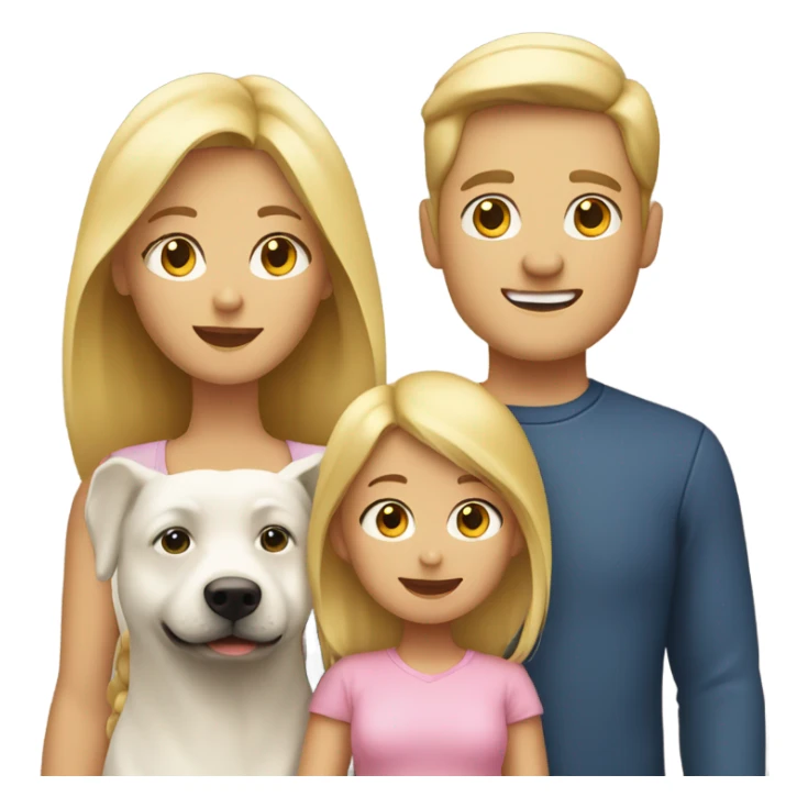 blonde family of four with a small dog sticker