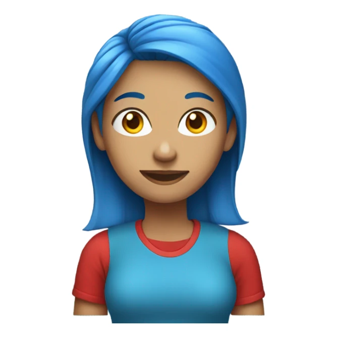 a woman with blue hair in red tshirt sticker