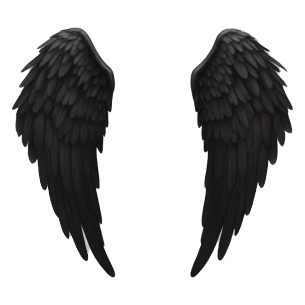 one pair of black angel wings sticker