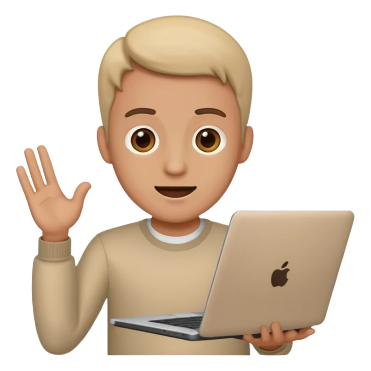 emoji of men which is holding a laptop and speaking sticker