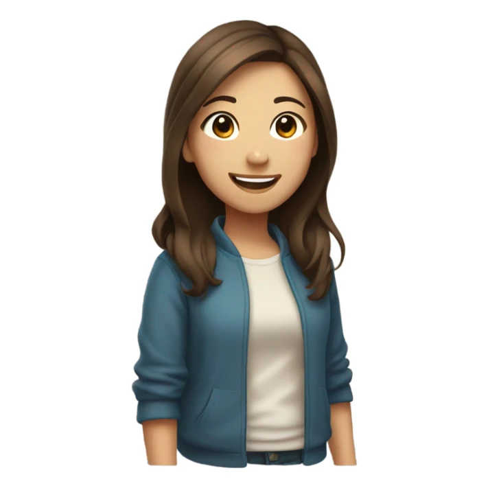 Asian girl with brown hair smiling sticker