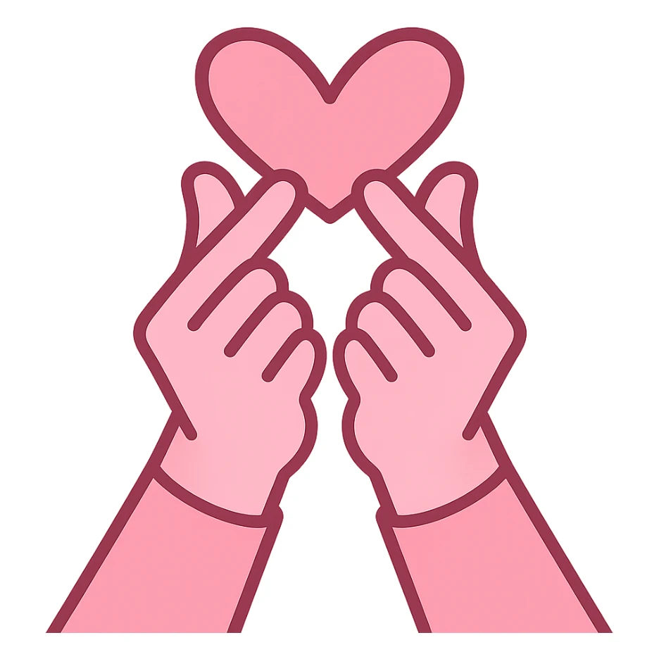 pink kpop heart hand gesture, trendy sticker