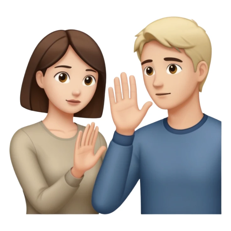 couple with man showing avoidant attachment style (turning away slightly) and woman showing approachable attachment style (reaching out) sticker