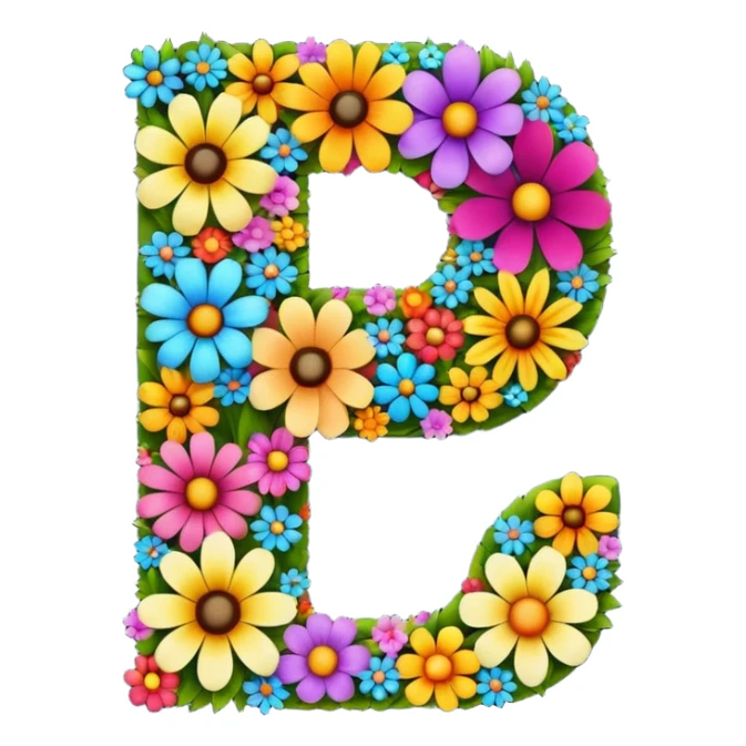 number 7 made of colorful flowers sticker