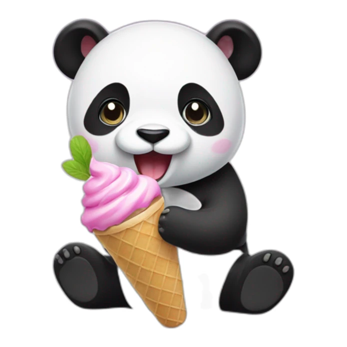 Panda eating ice cream sticker