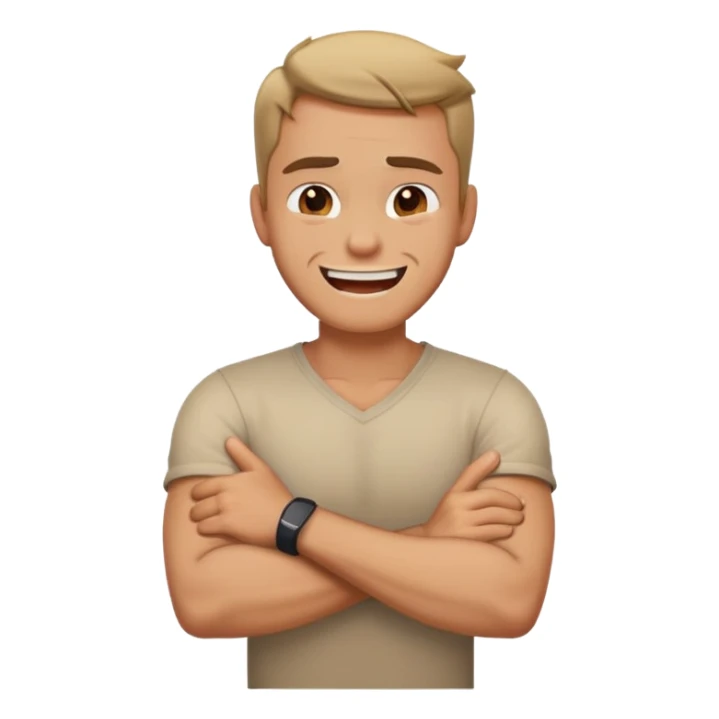 arms crossed around neck angry laughing guy sticker