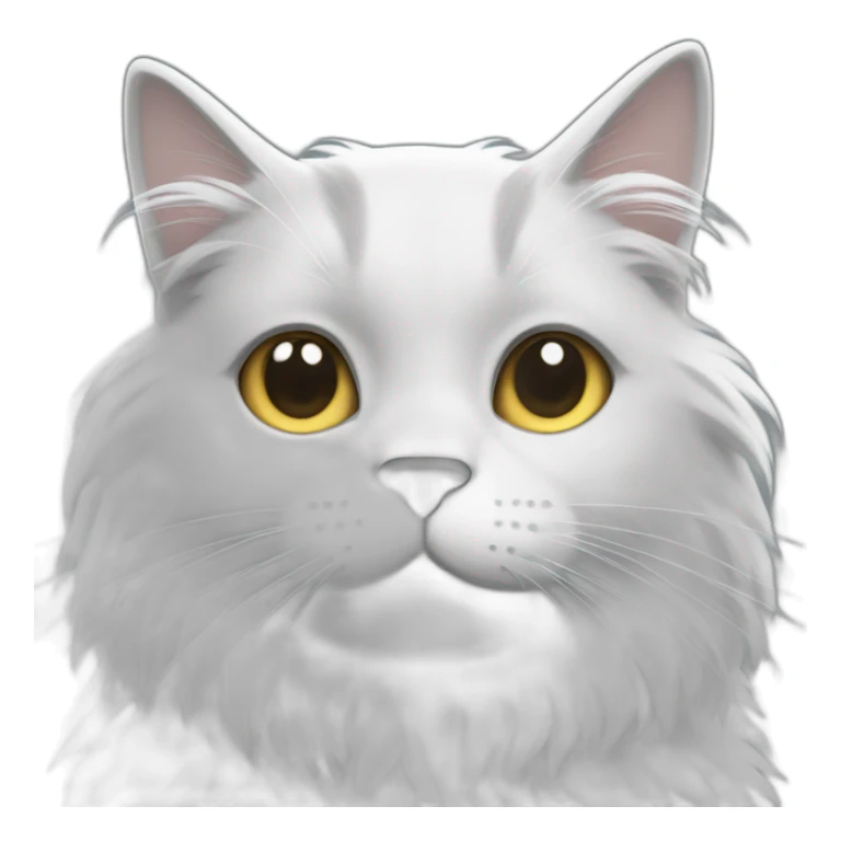 A cat with fluffy White and some Grey hair full in screen sticker