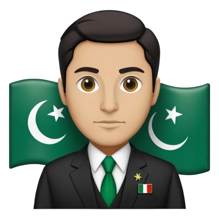 Pakistani diplomat in formal attire with Pakistan flag pin on lapel sticker