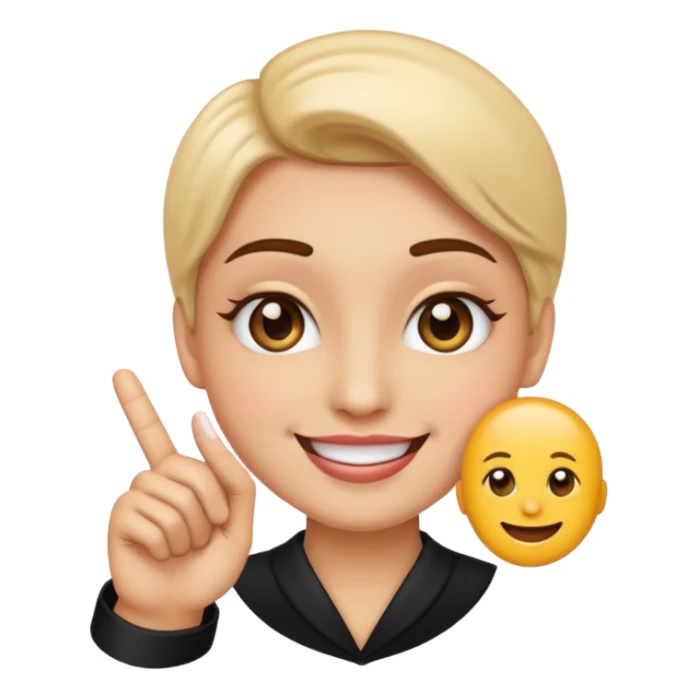 Emoji with makeup on and pointer finger and thumb touching sticker