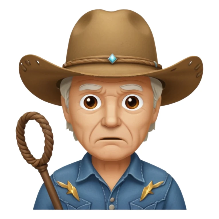 Give this emoji 🤠 a whip make it an old white guy with a whip make him mad  sticker