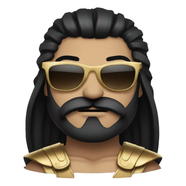 gladiator with long straight black hair, black moustache and sunglasses sticker