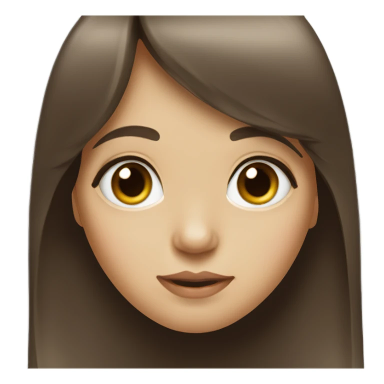 Dark brown long hair bangs girl with hazel eyes sticker