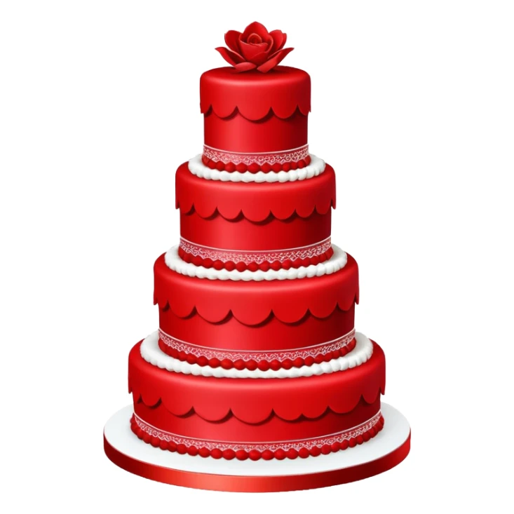 Fully red wedding cake with multiple tiers, all red icing and decorations sticker