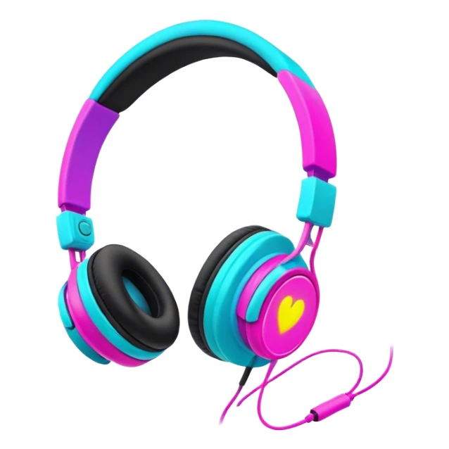 Neon colors headphones sticker