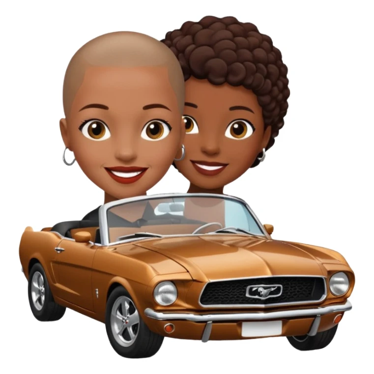 Classic mustang black female shaved head happy birthday sticker