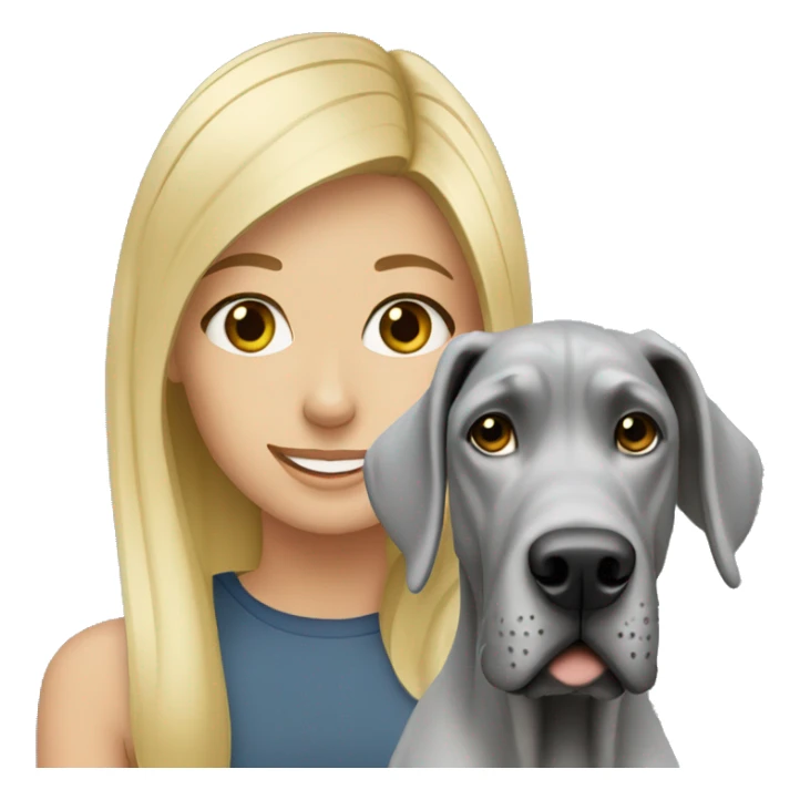 Blonde girl with a grey great dane dog sticker
