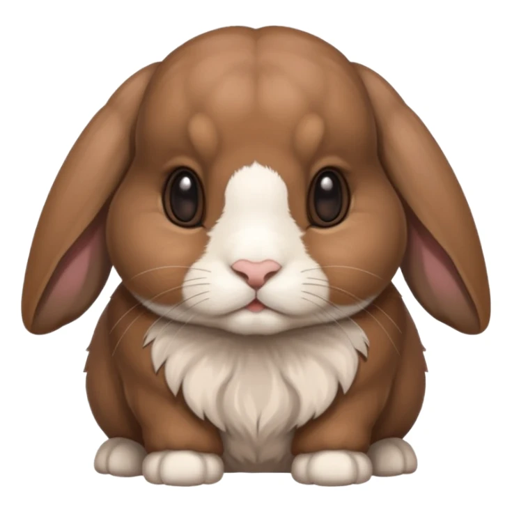 brown holland lop bunny (portrait, facing forward, iOS 17 style, happy) sticker
