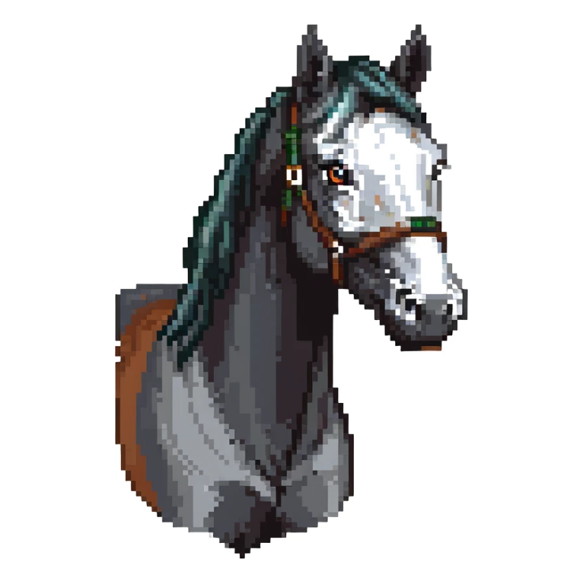 President Polk's face on a black horse sticker