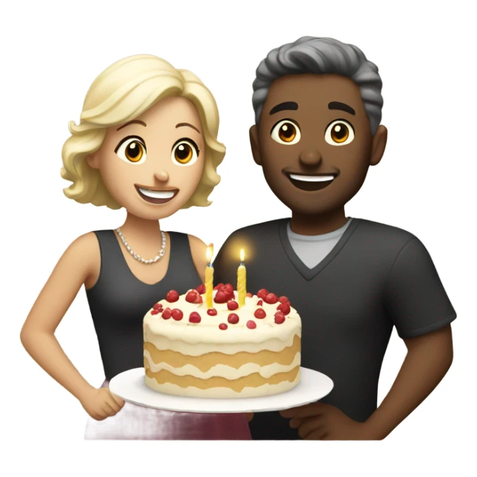 Happy Anniversary couple eating cake sticker