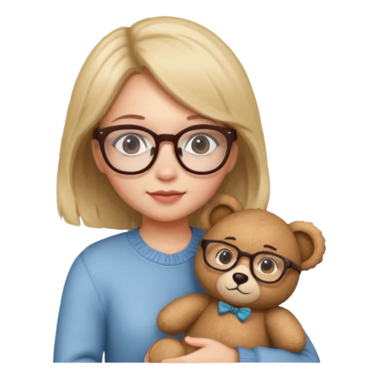 girl wearing glasses and teddy  sticker