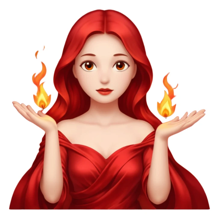 Woman slowly letting red silk fall from her shoulders, firelight flicker sticker