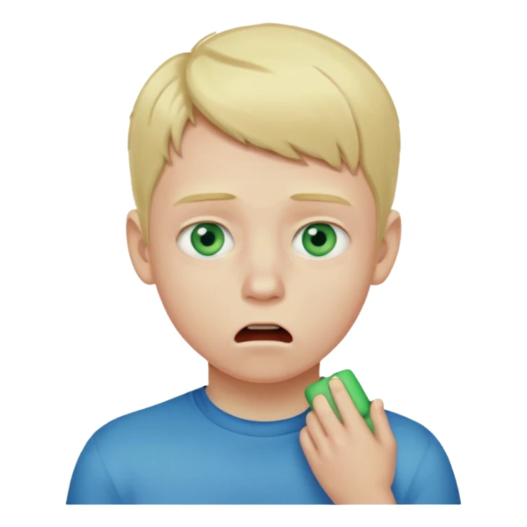 blonde boy with green/blue eyes choking himself sticker