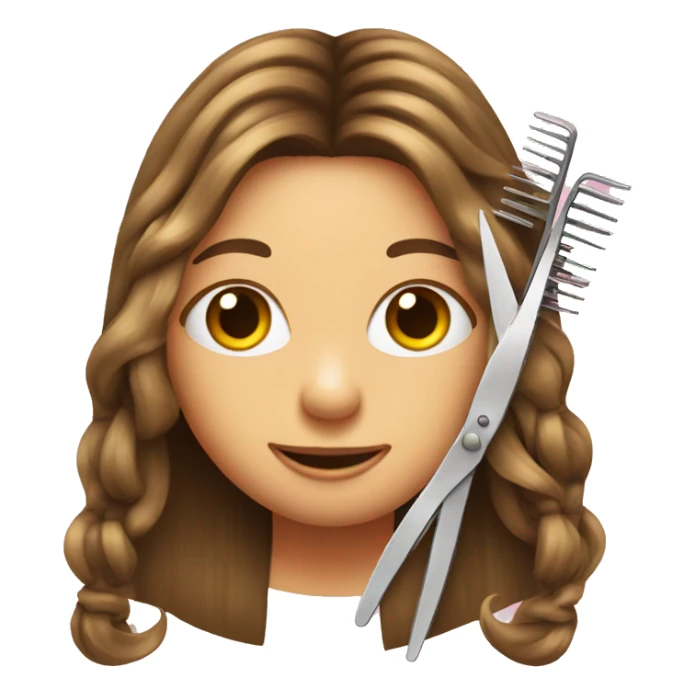comb, scissors and hat with long hair girl sticker