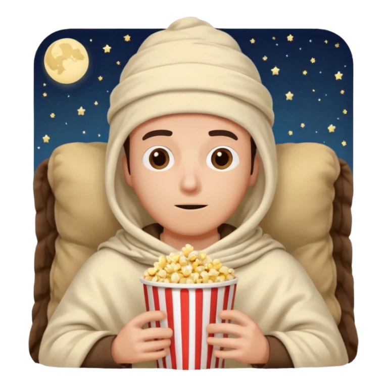 a guy wearing blanket on his head to watch a movie late night sticker
