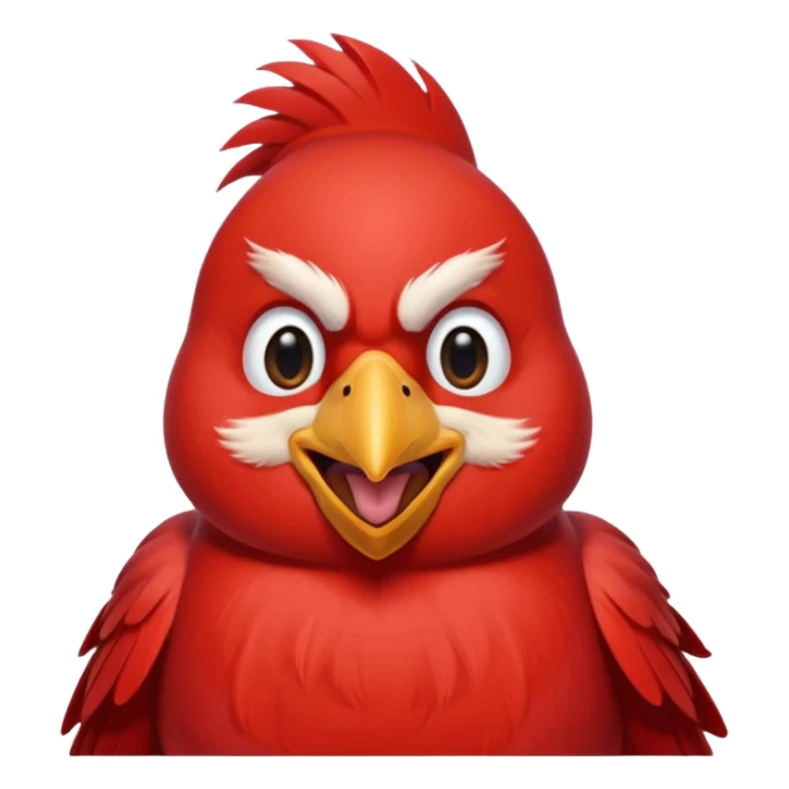 Male Cardinal (bright red)

"Laughing male cardinal bird, eyes closed, beak open wide, joyful expression, feathers slightly puffed, cartoon emoji style. sticker