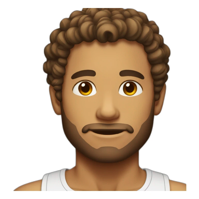 tanned man with a small beard and curly hair just on top sticker
