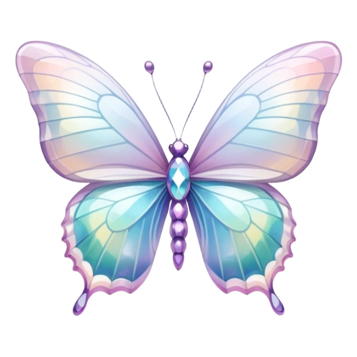 Pastel white iridescent glass crystal butterfly sticker