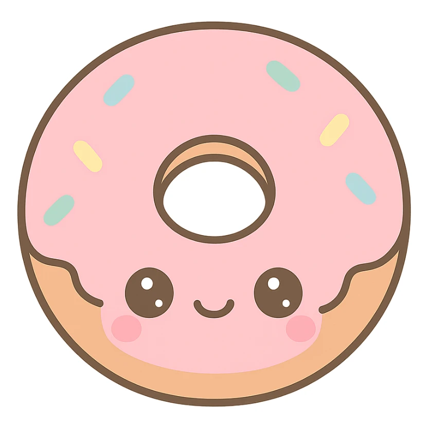 cute kawaii style donut, adorable, pastel colors sticker
