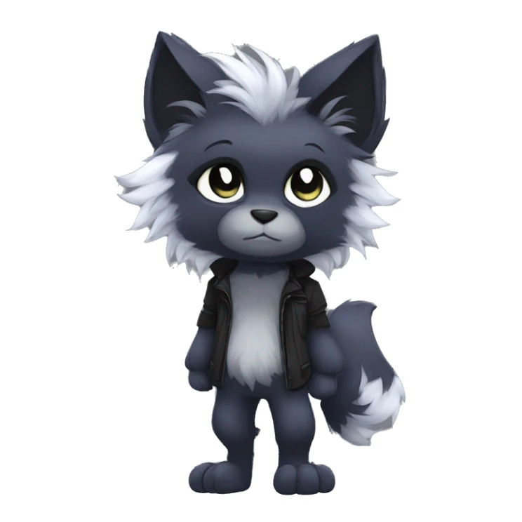 Anthro Dark Edgy Cool Shy Grumpy Fluffy FurSona Fakemon Full Body sticker