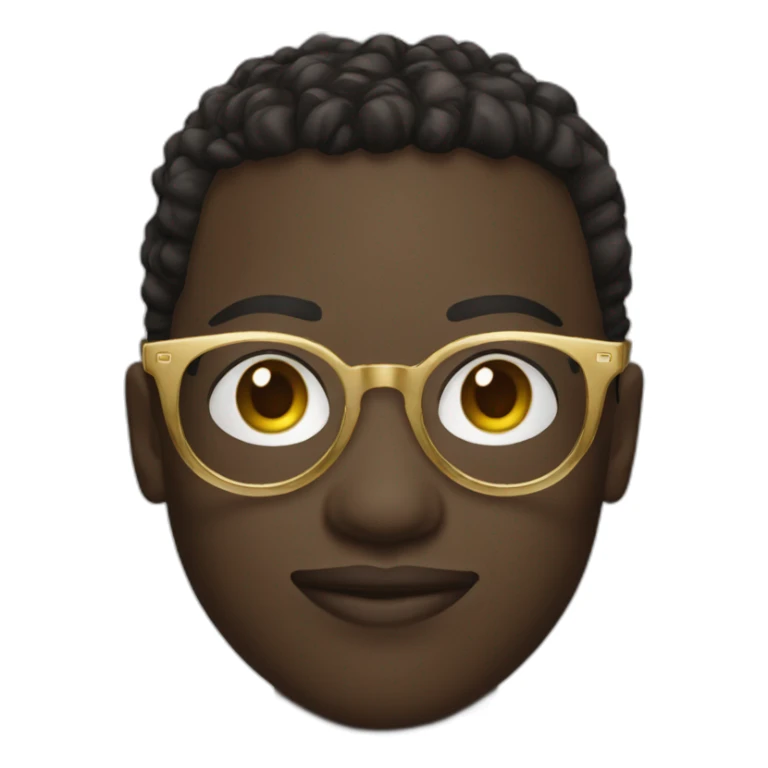 African young man in round gold glasses sticker