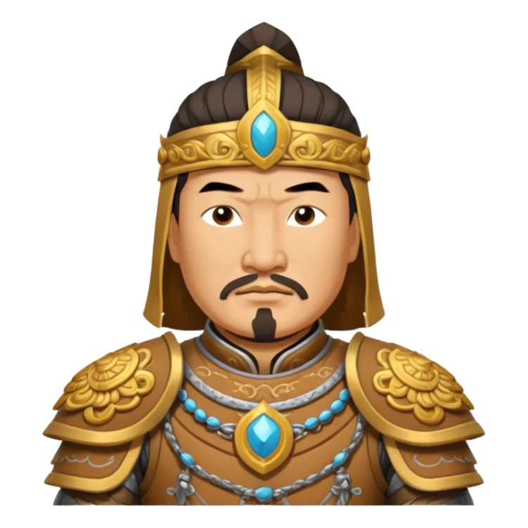 portrait of Genghis Khan in armor rotated 45 degrees to the right sticker
