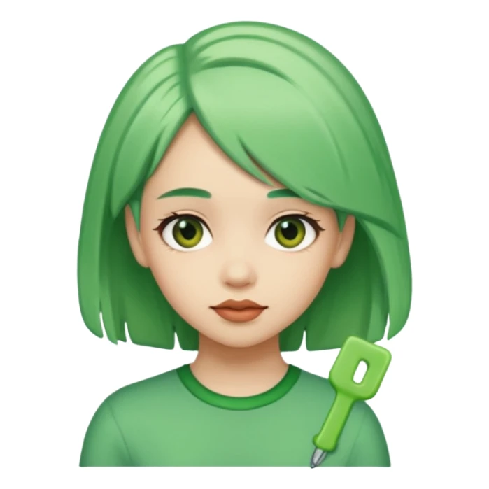 girl with green hair clip sticker