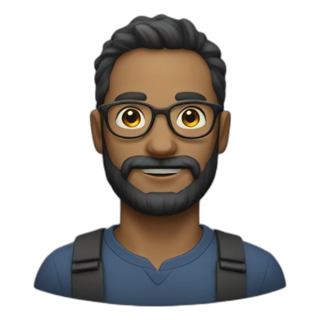 a man with a dark beard and round glasses predicting the weather sticker