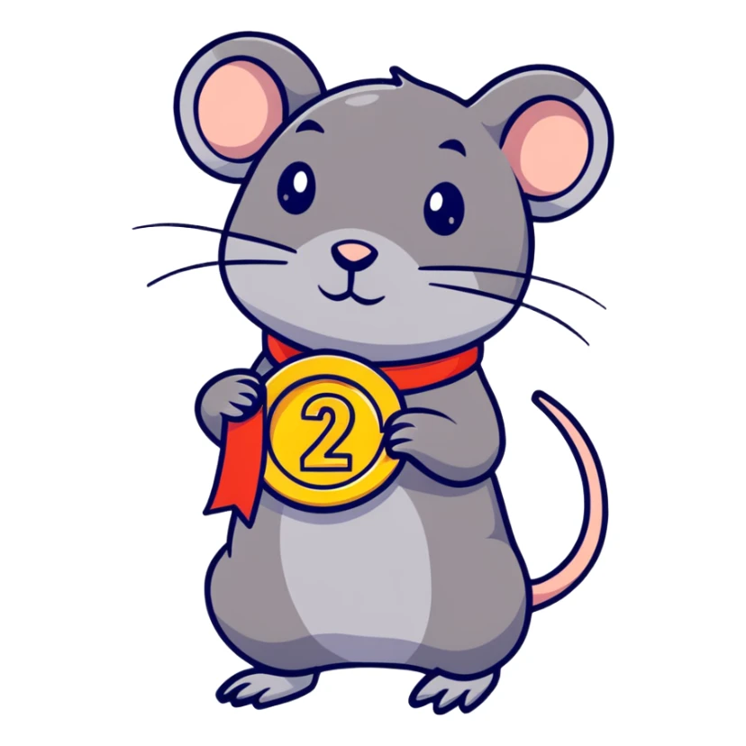 rat with a gold medal and ribbon sticker